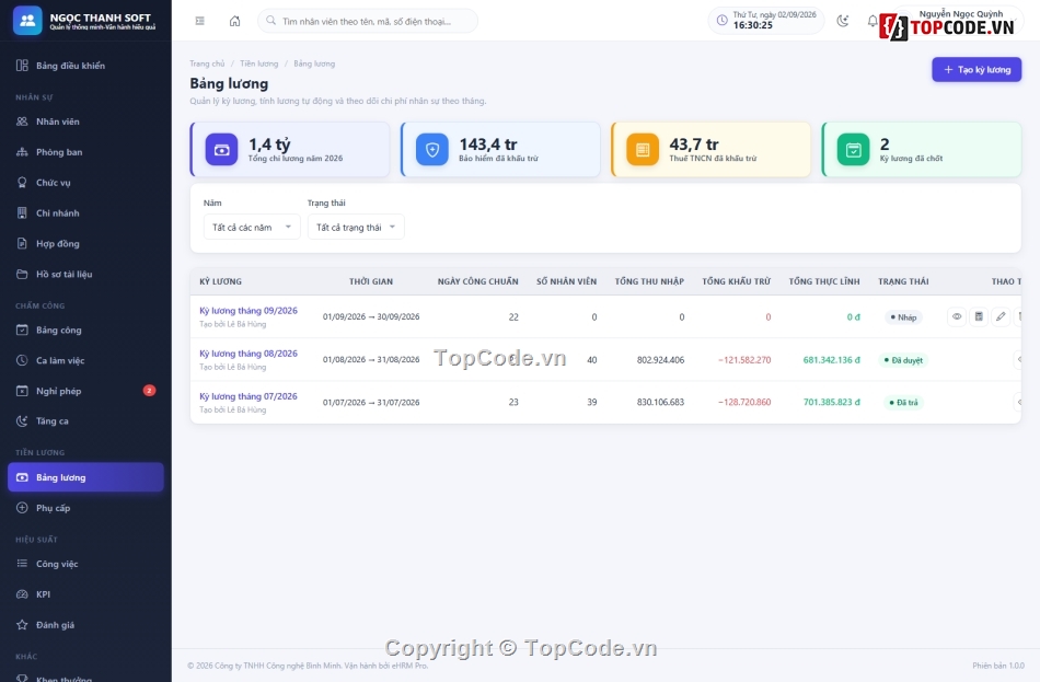 HRM,Topcode Quản Lý Nhân Sự,quản lý nhân sư,phần mềm quản lý nhân sự chấm công tính lương